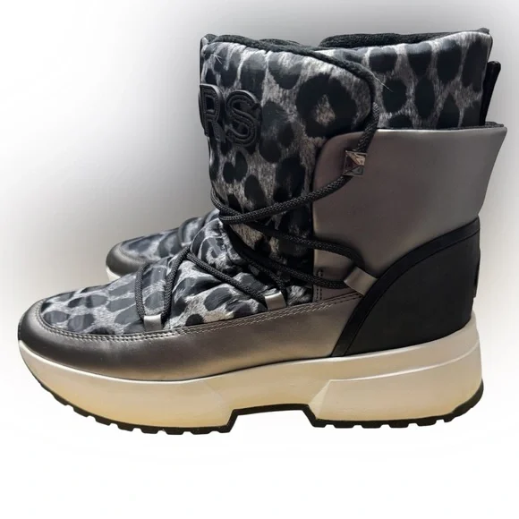 Michael Kors Cassia Black and Gray Cheetah Print Ankle Booties Size 9.5 - Picture 4 of 16